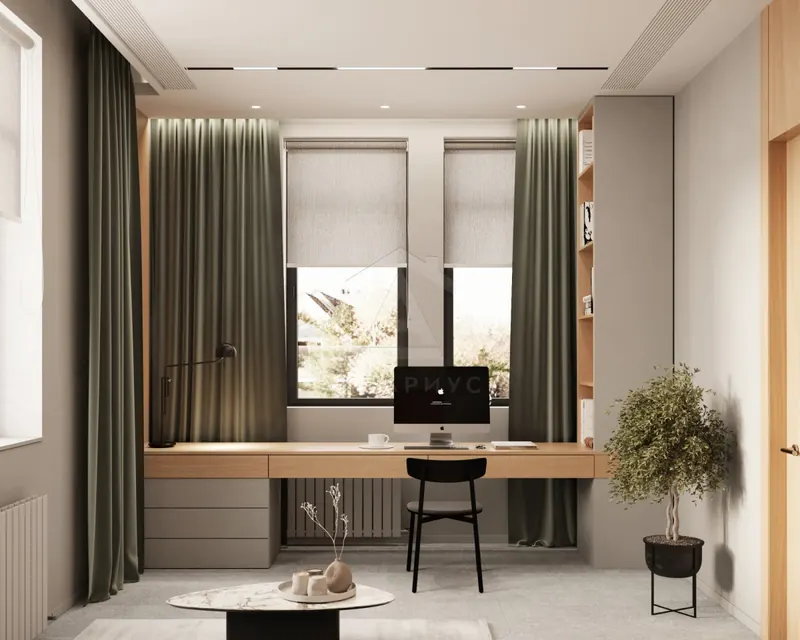Кабинет — Дизайн частного дома, 329 м²